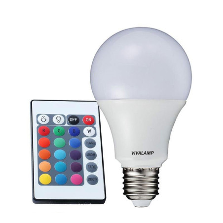 Lampadina Led Rgb 5W E27 con Telecomando Cambiacolore dimmerabile - E27-RGB-5W