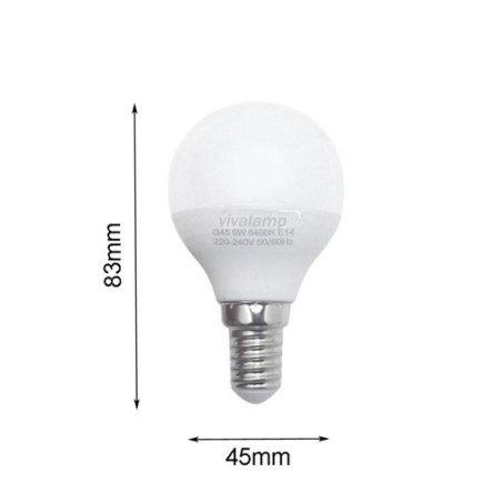 Lampadina a Led E14 8W minigoccia G45 220v passo attacco piccolo a vite – Luce fredda - G45T-8W-E14