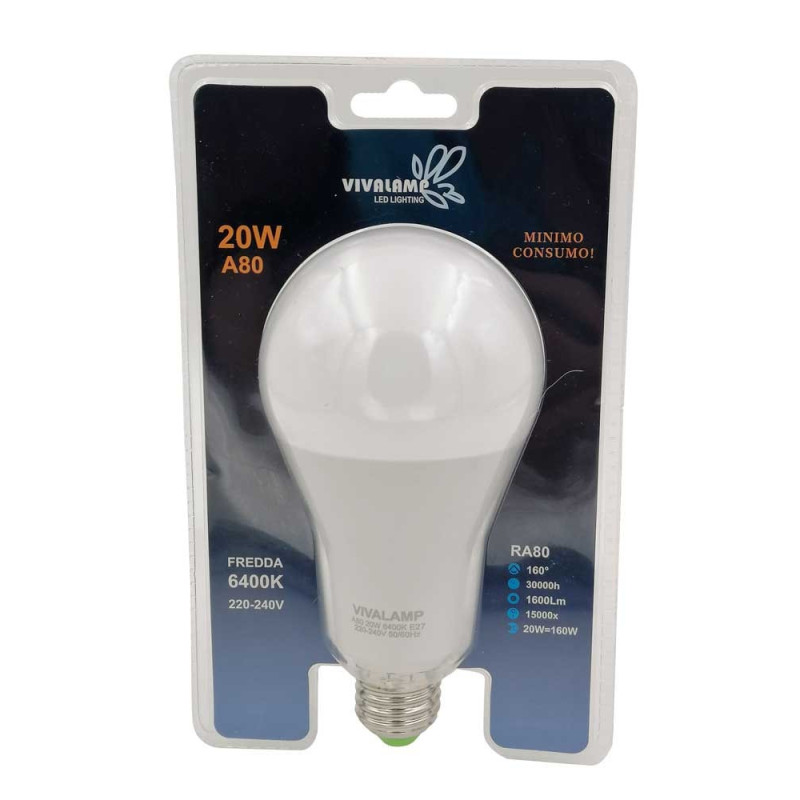 Lampadina a led E27 A80 20W led passo grande a vite - X-A80-20W