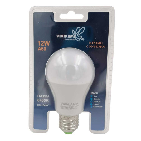 Lampadina a led E27 A60 12W led passo grande a vite -  X-A60-12W