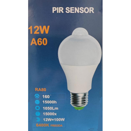 LAMPADINA LED CON SENSORE - PIR SENSOR-12W-WH