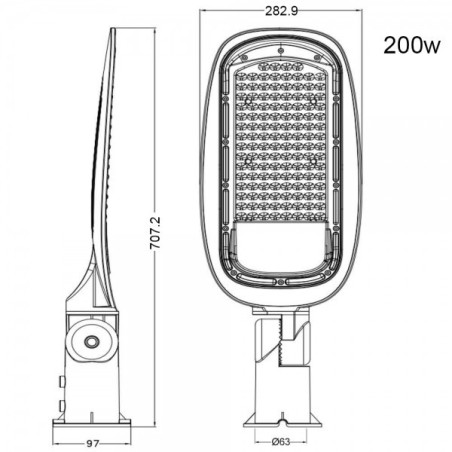 LAMPADA STRADALE LED 200W IP65 ARMATURA STRADALE - STR9-200W