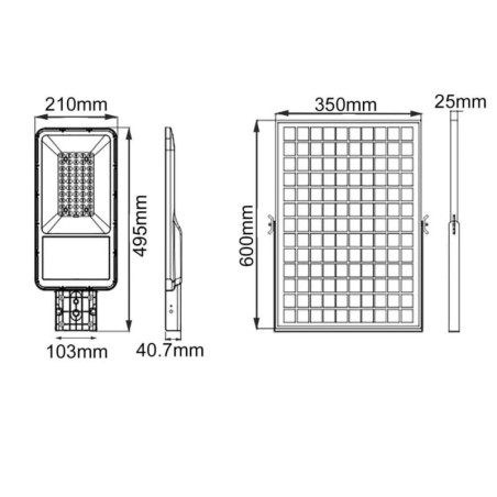 LAMPADA STRADALE 200W A ENERGIA SOLARE CON PANNELLO FOTOVOLTAICO DIMMERABILE KIT COMPLETO - SOL-11-200W